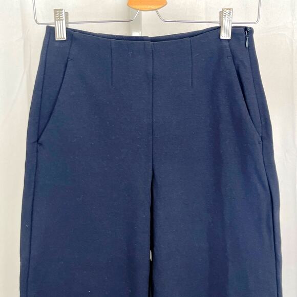 THEORY Vielio Fixture Ponte Pants Flat Front Side Zip Cropped Navy Blue Size 0 - Picture 4 of 10